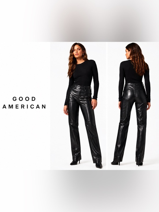 Good American Pants - Good American Better Than Leather Good Legs Pants Black Size 00/24 Faux Leather